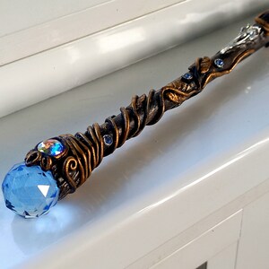 Magic Wand, Black Tourmaline, Crow's Skull, Wand With BOX, Handmade ...