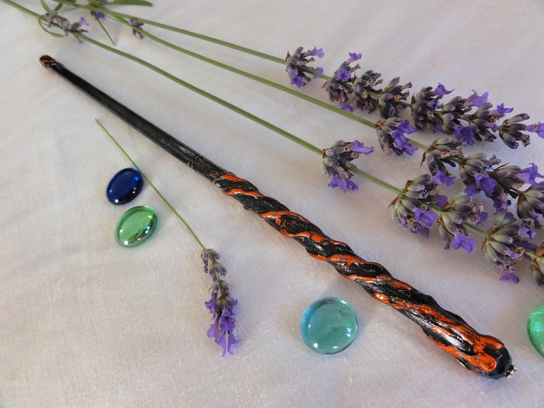 Magic Wand Black and Copper Witchcraft Elf Wand Fantastic Wand Etsy