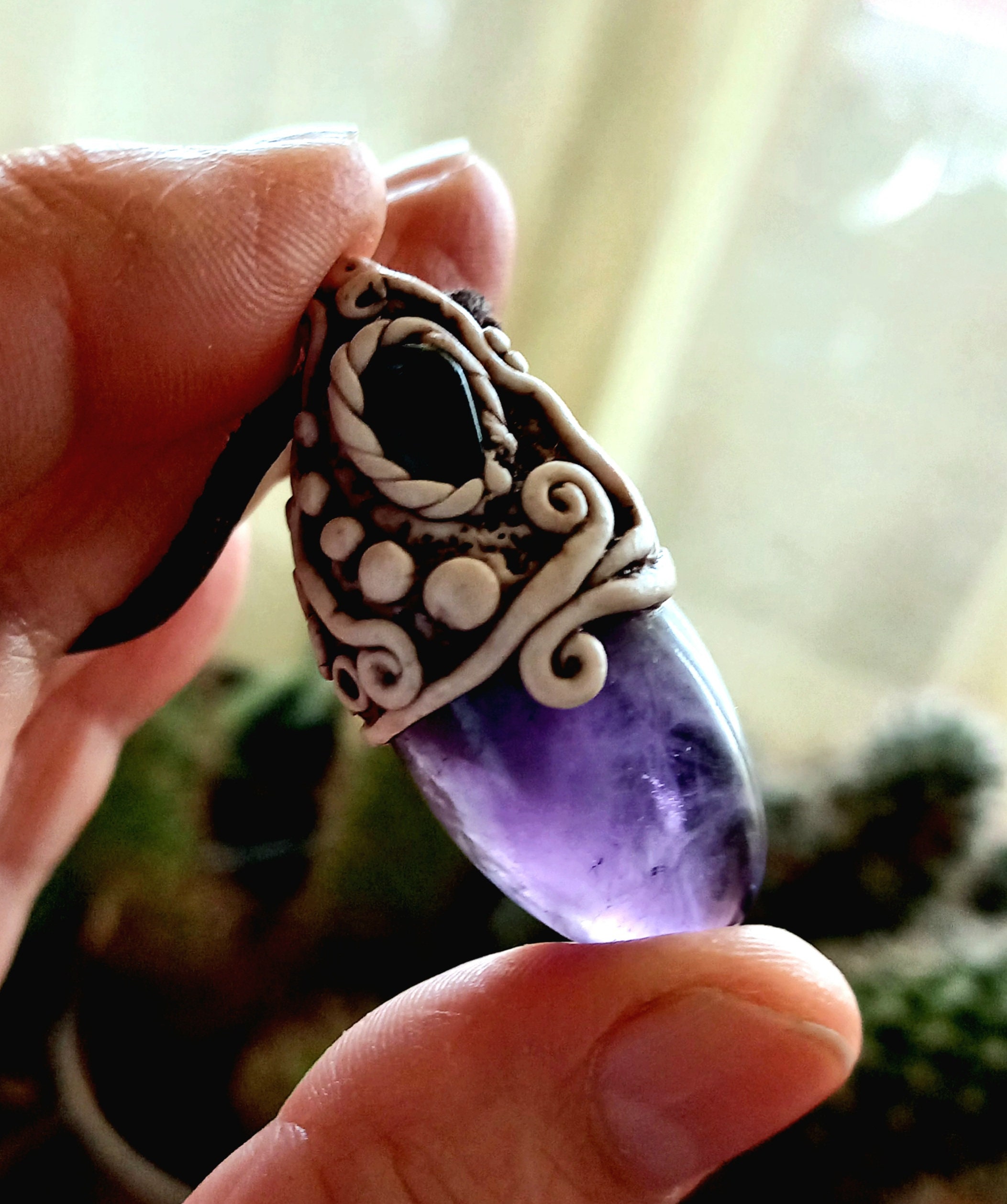 Polymer clay crystal pendant deals