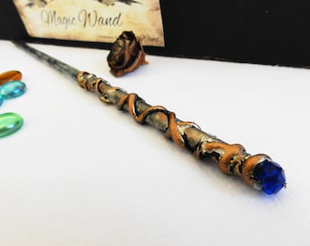 Magic Wand Gold and Black Fairy Wand Wizard Wand Wood Wand Troll Wand Magician Tools Handmade