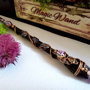 Amethyst Magic Wand, Wooden Wand, Purple Queen, Handmade