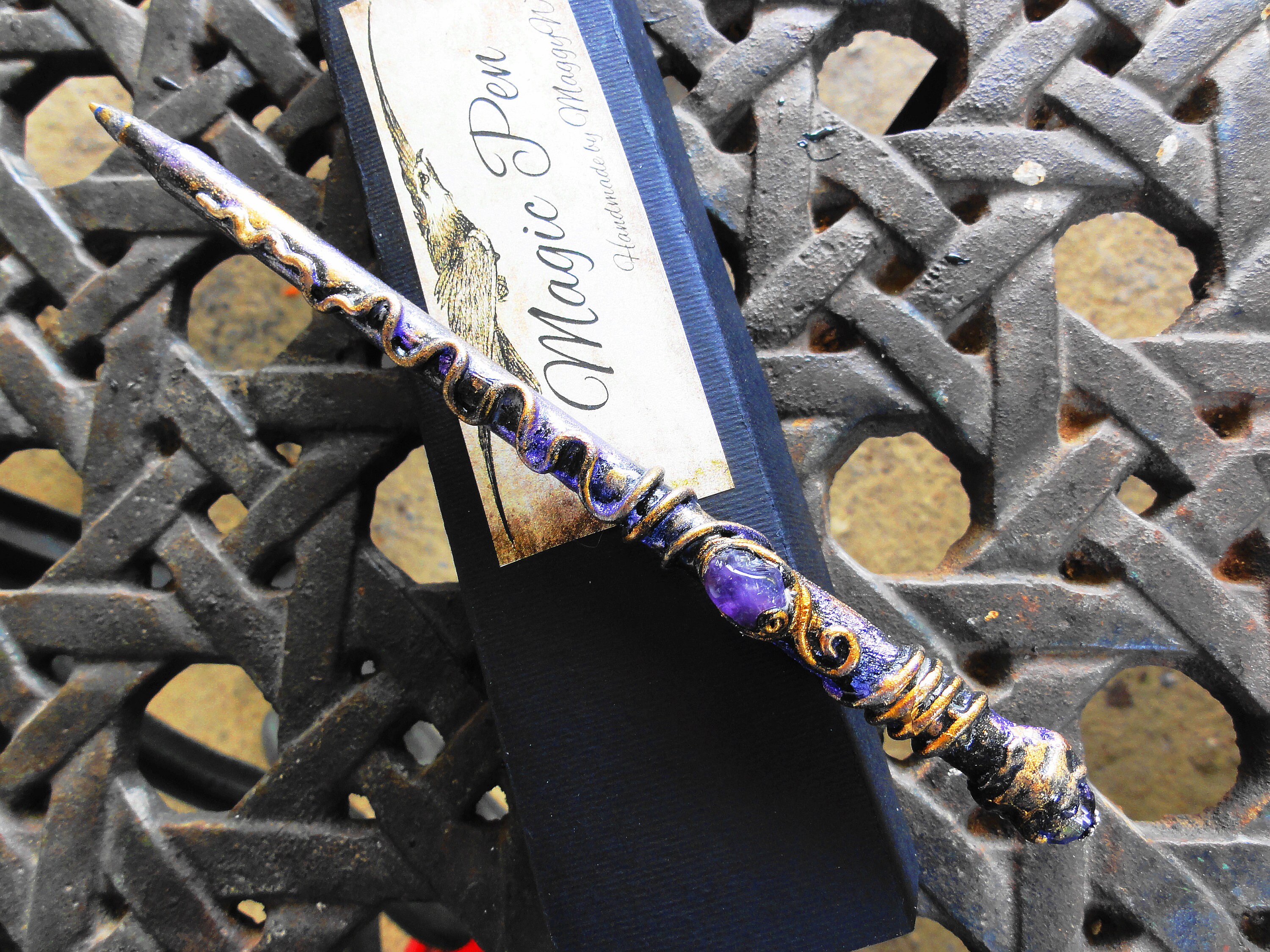 Fairy Pen Wizard Pen Magic Wand Pen Amethyst Crystal Pen Clay Etsy