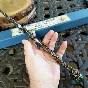 Magic Wand, Black Tourmaline, Crow's Skull, Wand With BOX, Handmade ...