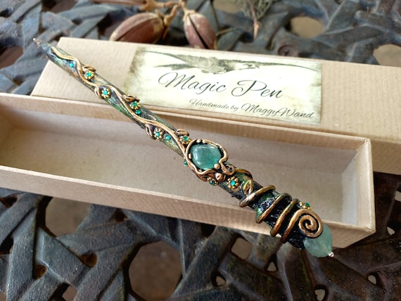 Witchy Magic Wand Pen Prehnite Crystal Pen Clay Pens Unconditional Love  Gemstone 