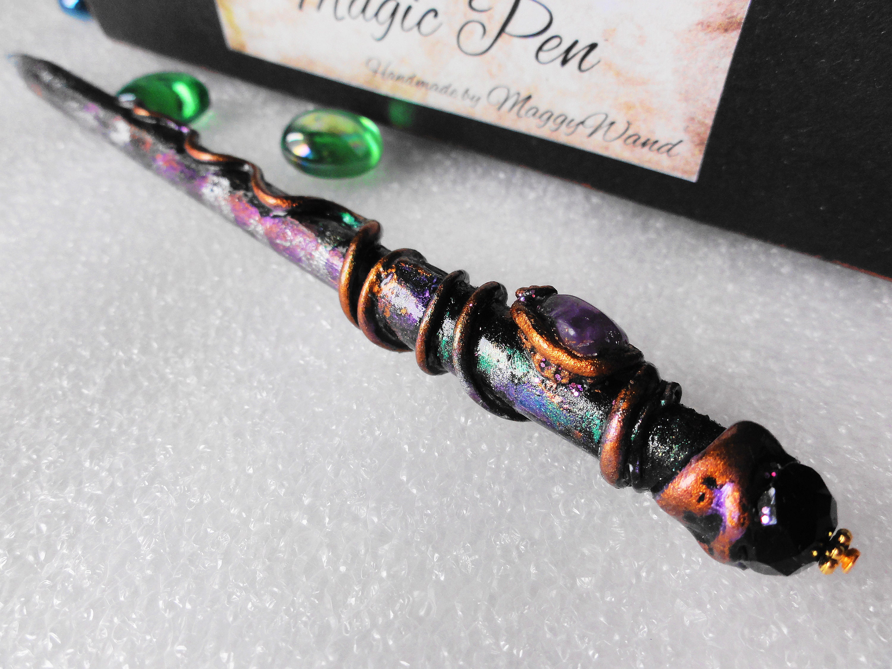 Fairy Pen Wizard Pen Magic Wand Pen Amethyst Crystal Pen Clay Etsy