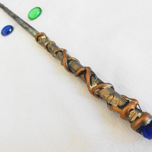 Magic Wand Gold and Black Fairy Wand Wizard Wand Wood Wand image 2