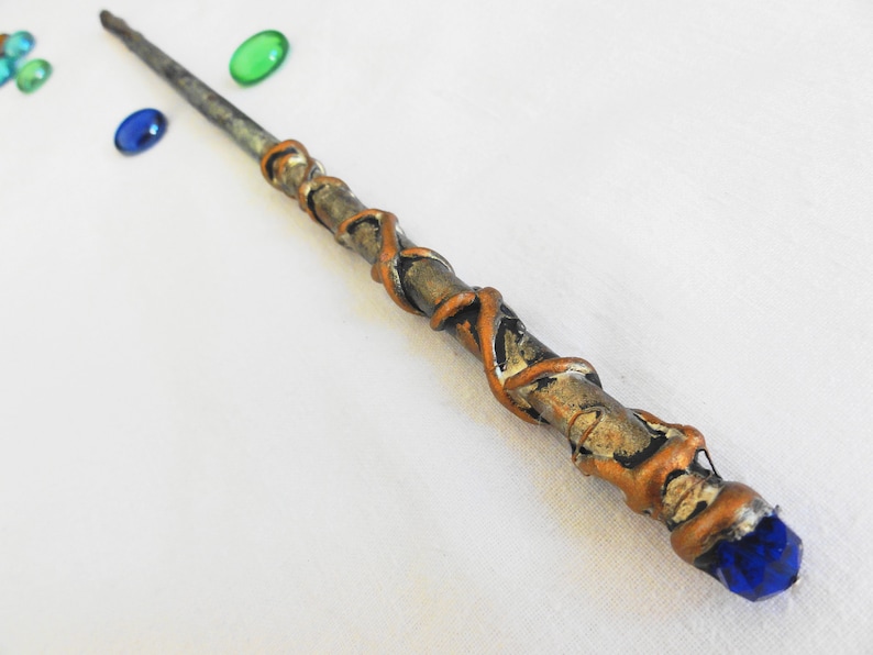 Magic Wand Gold and Black Fairy Wand Wizard Wand Wood Wand Etsy