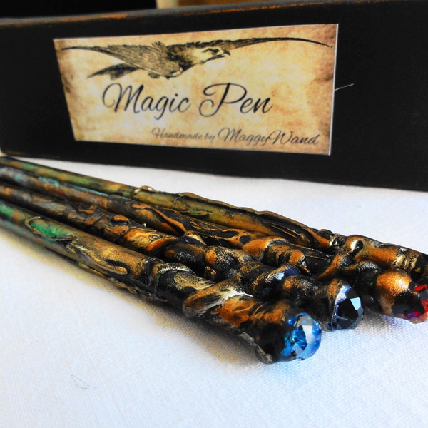 Set 4 Pencil Wood Magic Pencils Party Favor Pens Magic Pen Magic Wand Pen Wizard Wand Witch Tools