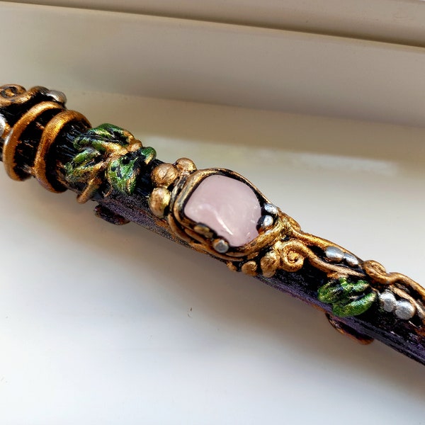 Amulet Writer Magic Pen Rose Quartz Stone Magic Wand Pencil Witch Crystal Talisman Handmade Only