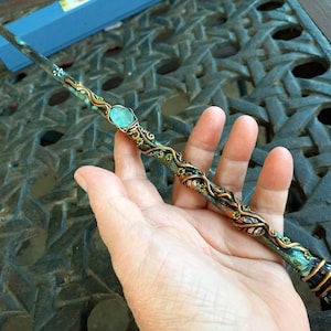 Magic Wand with Box, Fluorite Gemstone, Green Witch