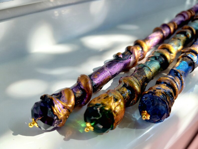 Magic Wand Blue and Gold Cosplay Magic Wand Witches Wand Party image 7