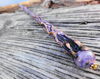 Magic Wand Purple and Gold Cosplay Magic Wand Purple Agate Gemstone Witches Wand Party Wand Wizard Tools Magician Wand