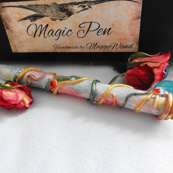 Rose Quartz Pencil Magic Wand Pen Magic Wand Pencil Fairy Pen Wizard Pen Polymer Clay Pen