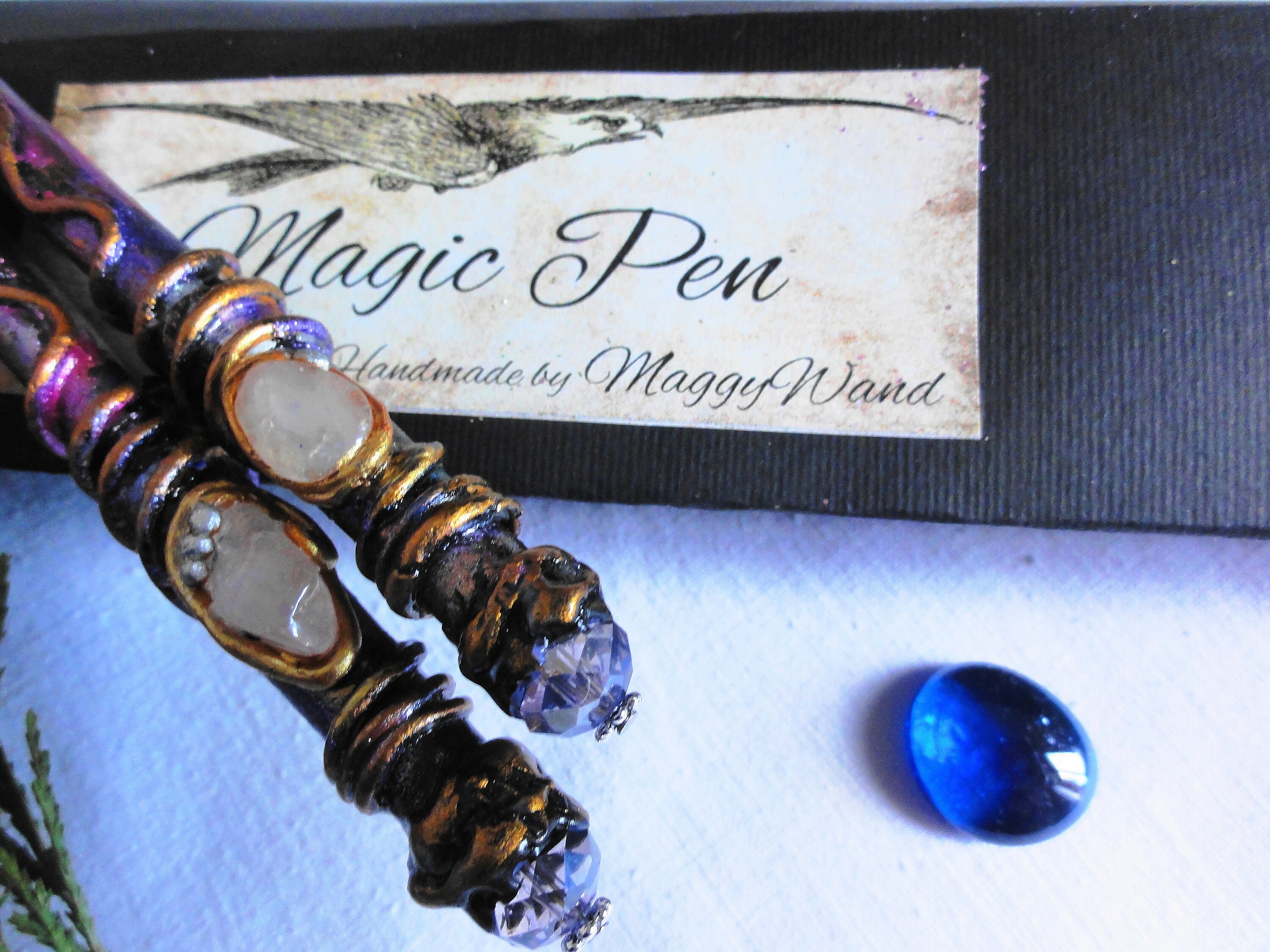 Witchy Magic Wand Pen Prehnite Crystal Pen Clay Pens Unconditional Love  Gemstone 