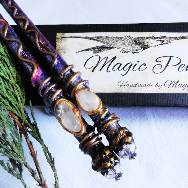 Rozenkwarts magische pen Geschreven gereedschap Prinses potlood Wilgenpennen Magische handgemaakte pen