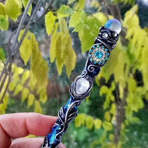 Crystal Polymer Clay Pen with Clear Quartz and Rhinestones for Spells