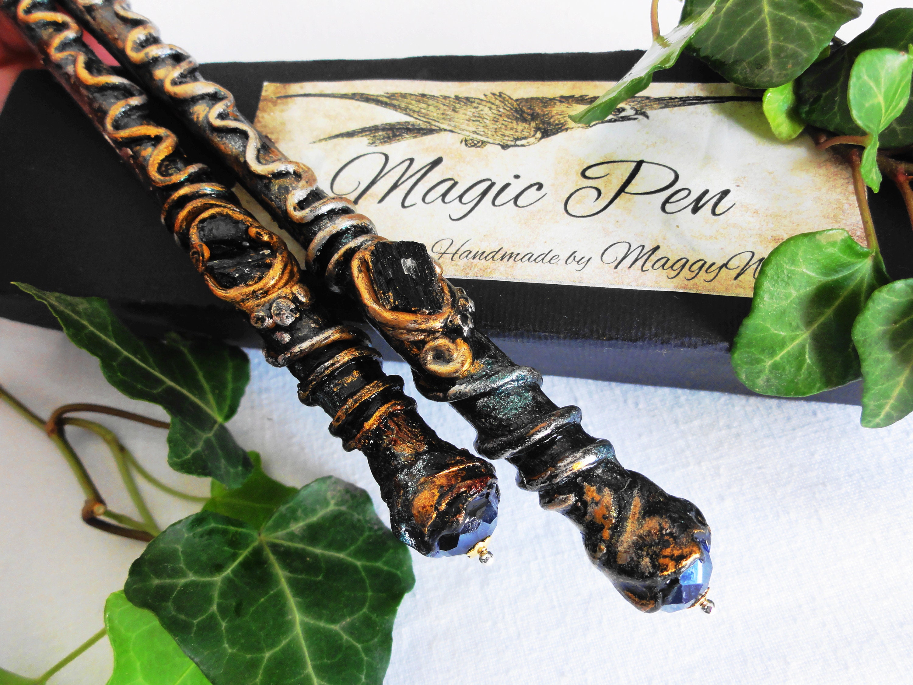 Black Tourmaline Pen, Magical Pencil, Pens, Writer Tools, Witchy Power 