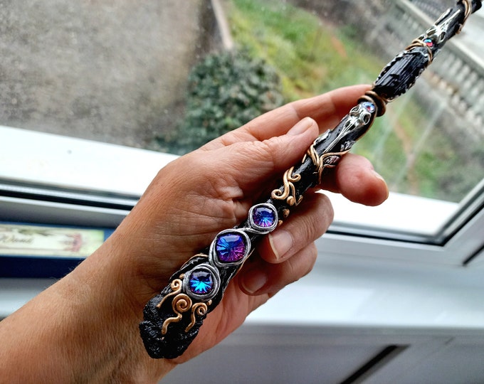 Magic Wand, Black Tourmaline, Crow's Skull, Handmade Only - Etsy