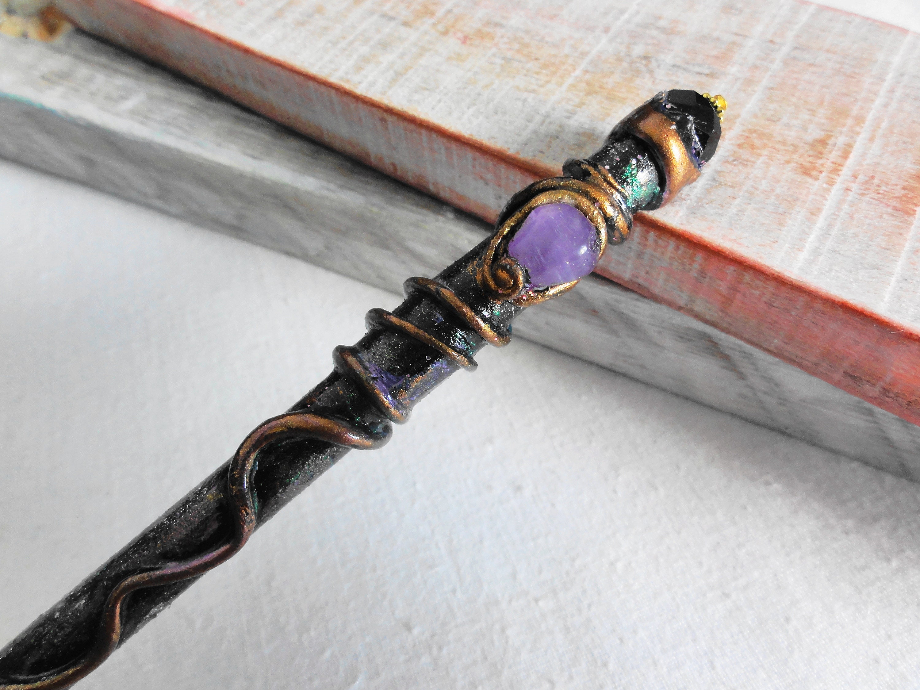 Fairy Pen Wizard Pen Magic Wand Pen Amethyst Crystal Pen Clay Etsy