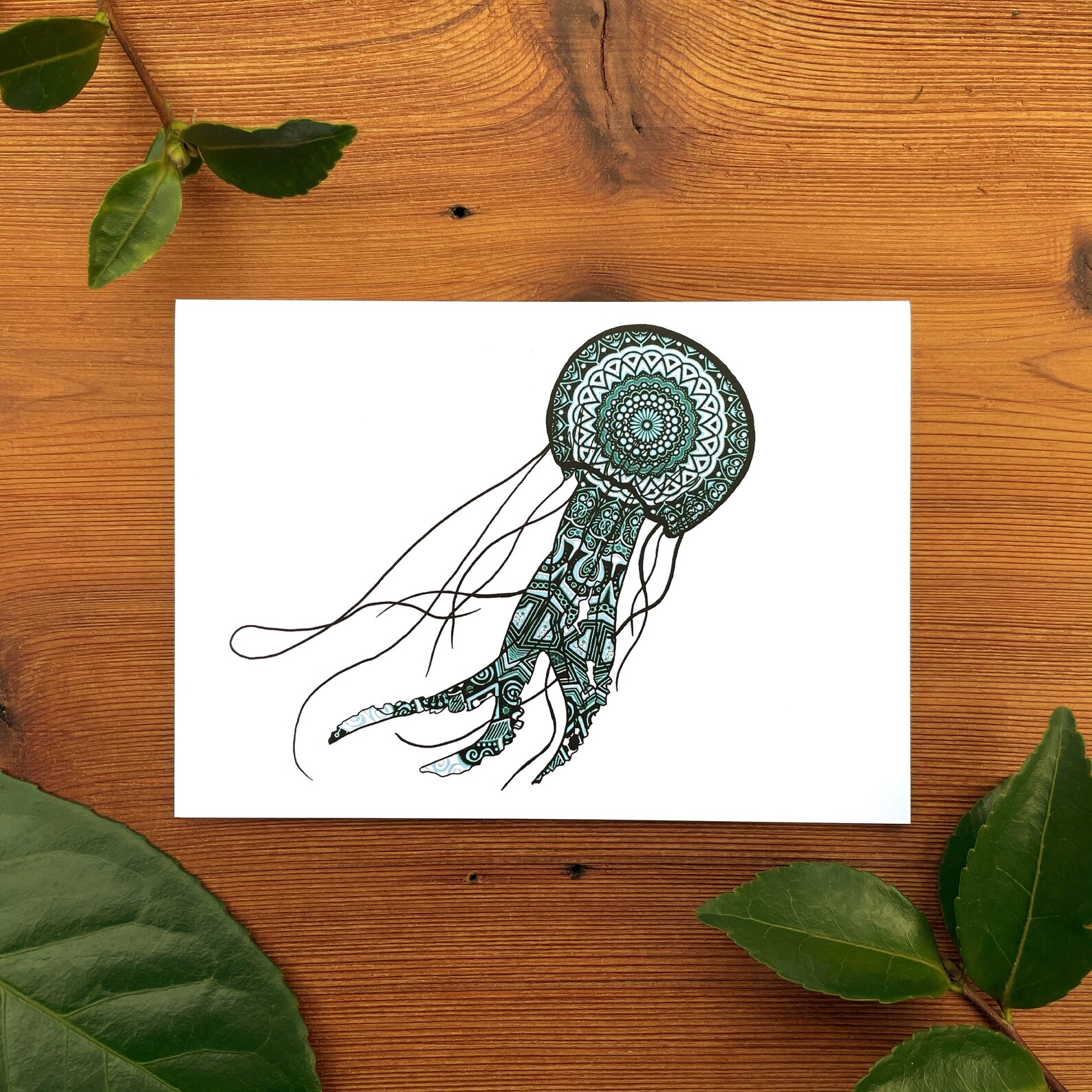 Jellyfish Art Mandala Jellyfish Card Ocean Animal Art | Etsy