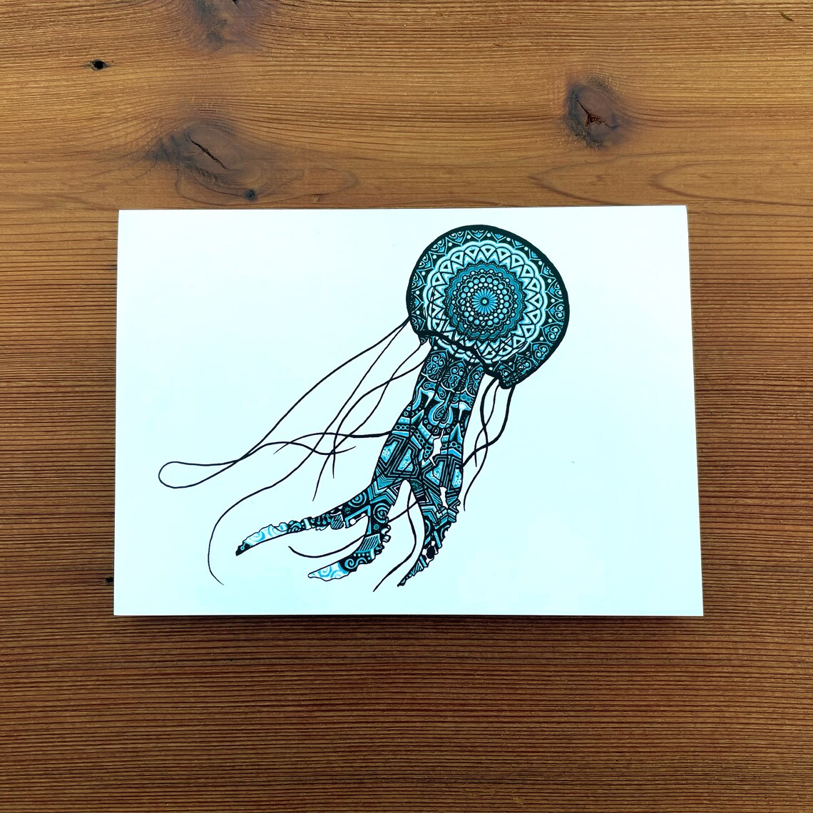 Jellyfish Art Mandala Jellyfish Card Ocean Animal Art | Etsy