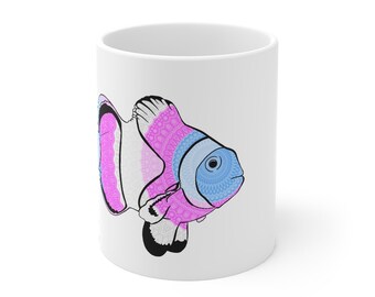 Transgender Pride Flag-mugg [Mandalafisk med Trans Pride-flagga på en vit keramikmugg med handtag]