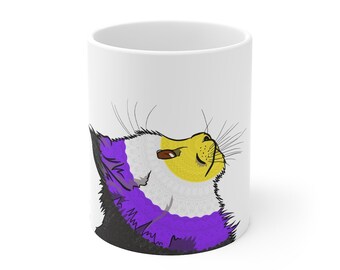 Icke-binär Pride-mugg [Kattmuggkonst med icke-binär flagga]