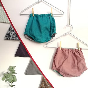 Bloomer shorts from natural linen for a boy or a girl, beach shorts for baby, linen shorts for toddler