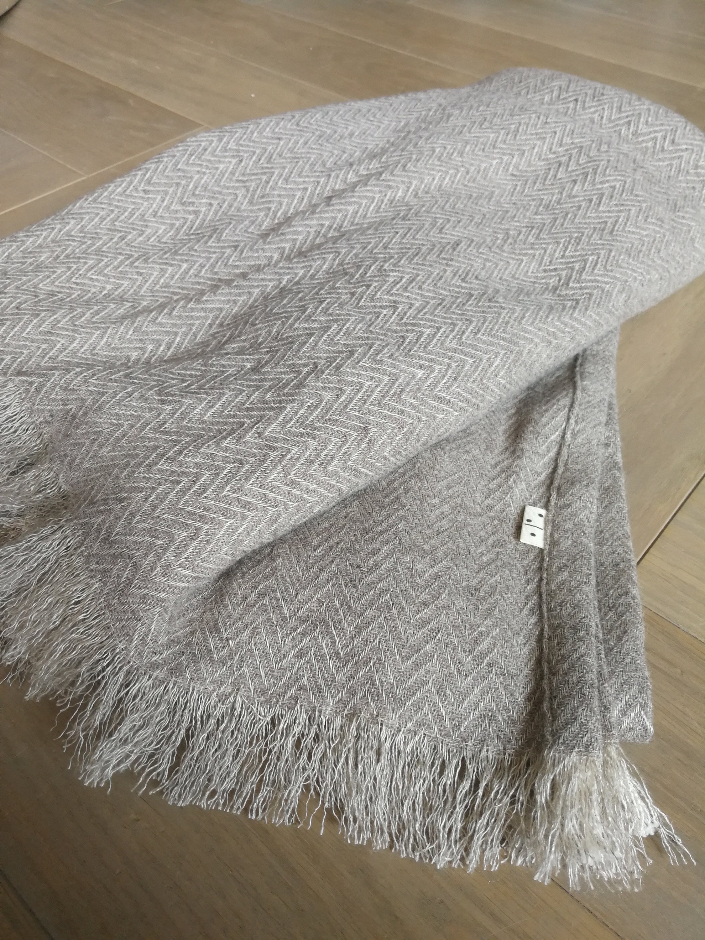 Linen Wool Throw Blanket Linen Bedspread Herringbone Weaving Etsy