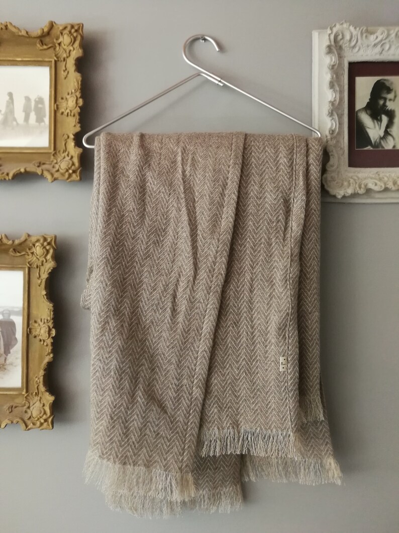 Linen Wool Throw Blanket Linen Bedspread Herringbone Weaving Etsy