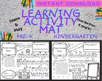Vorschule / Pre-K und Kindergarten Aktivitätsmatte - Sofortiger Download!