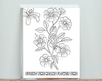 Springtime Means Flower Time Coloring Page