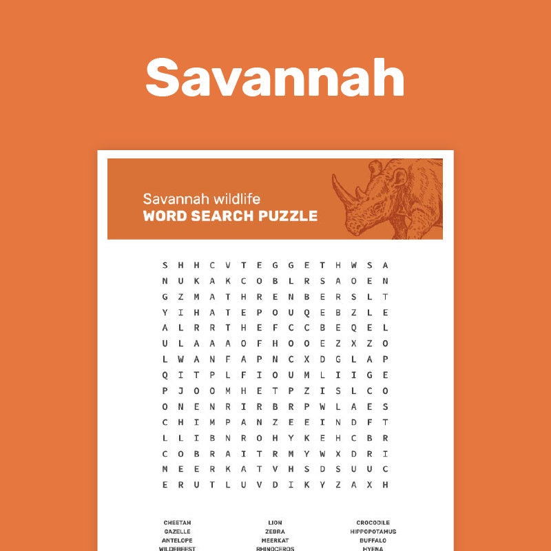 Wildlife word search puzzle set instant download animal word etsy