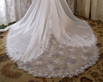 1990's Vintage White Satin Gown, Size 8