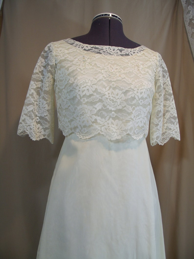 1960s Vintage Ivory Wedding Gown Detachable Train Handmade