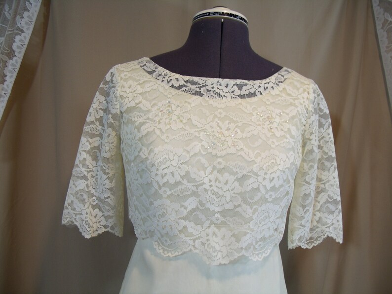 1960s Vintage Ivory Wedding Gown Detachable Train Handmade