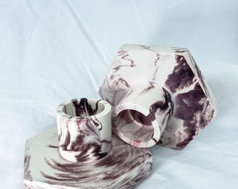 Candle Holder | Marble | Jesmonite | Homeware | Foil