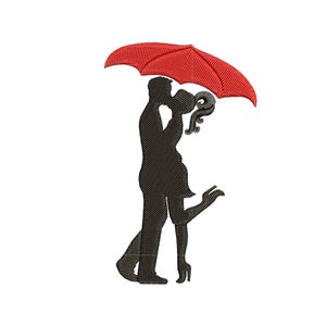 Red umbrella, kiss embroidery design files