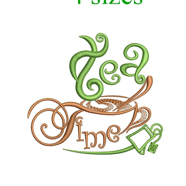 Time tea, Tea time, Tea time now, Cup of tea - embroidery embroidery design files