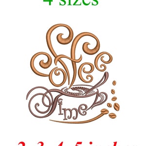 L'heure du café, L'heure du café, L'heure du café maintenant, Une tasse de café - fichiers de conception de broderie broderie