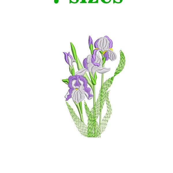 Iris flower, blooming iris embroidery design files