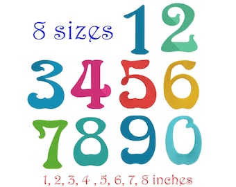 10 birthday numbers.  Set numbers, figures machine embroidery design. 10 numbers embroidery design