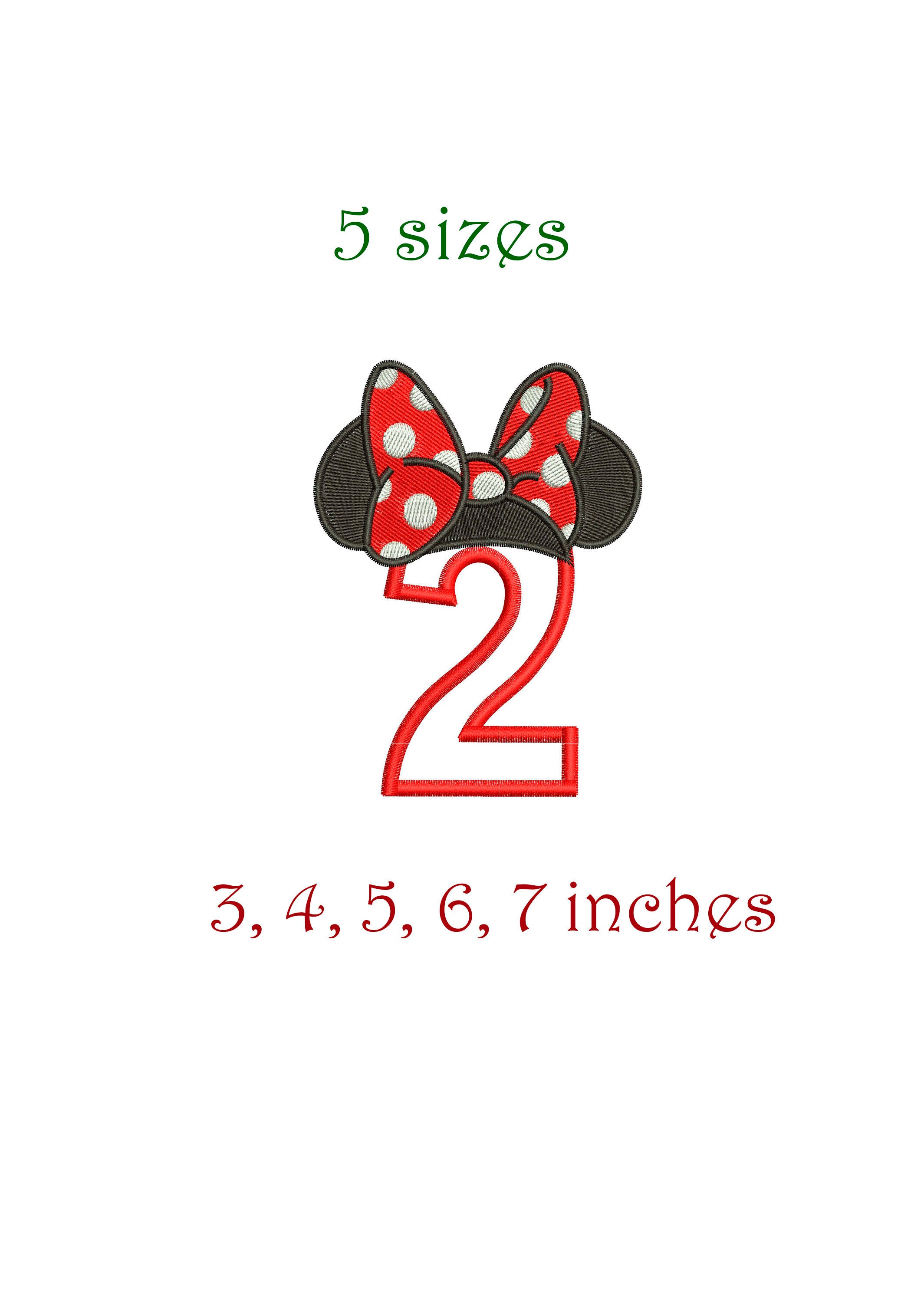 Birthday 2 years old number 2 Minnie Mouse applique Etsy