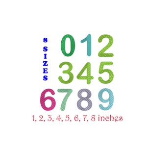 10 birthday numbers.  Set numbers, figures machine embroidery design. 10 numbers embroidery design