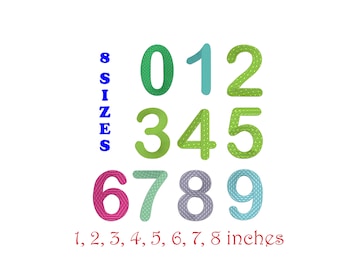 10 birthday numbers.  Set numbers, figures machine embroidery design. 10 numbers embroidery design