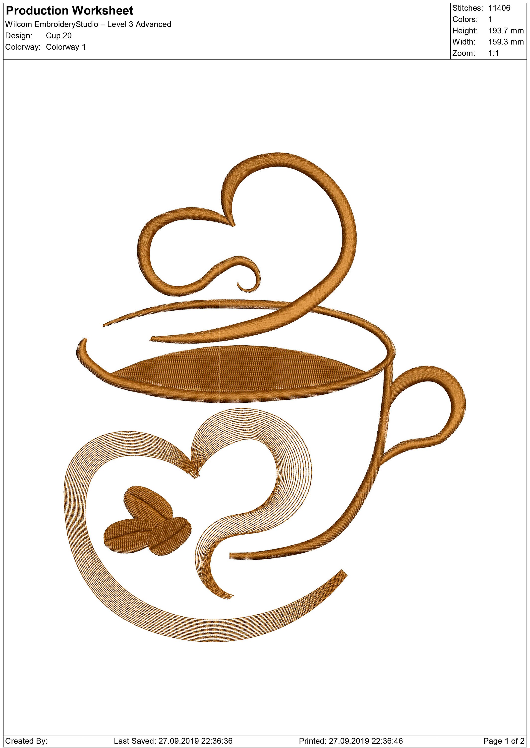 Cup of Coffee Embroidery Embroidery Design Files Etsy