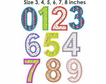 10 birthday numbers.  Set numbers, figures applique machine embroidery design. 10 numbers embroidery design