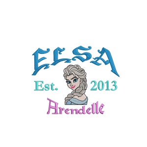 Machine embroidery design file. Abstract Princess Elsa Logo. Frozen inspired. Established 2013.