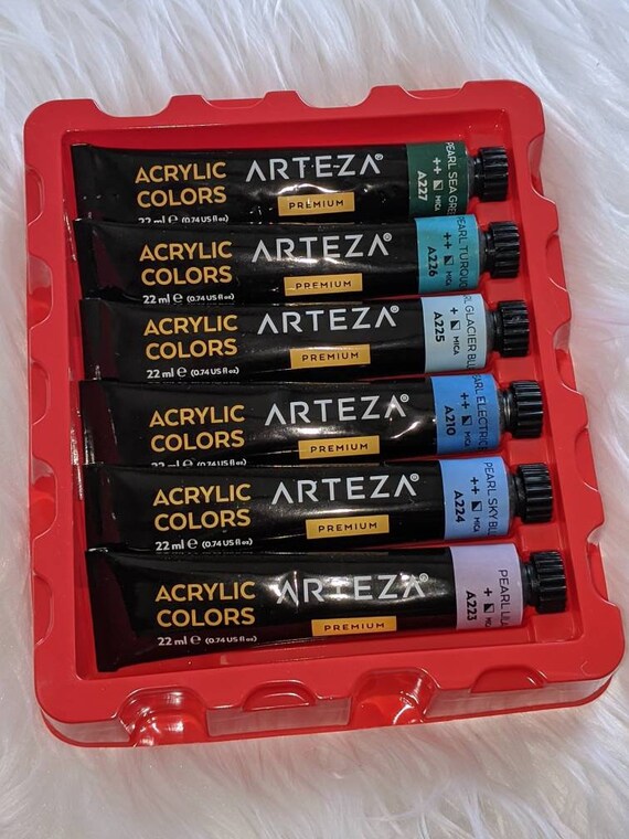 Arteza Acrylic Paint Set of 60 Colors/Tubes 22 ml 0.74 oz. with Storage