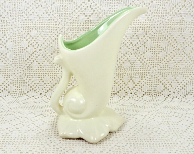 Vintage Red Wing Pottery Vase Cornucopia Leaf Vase off White Etsy